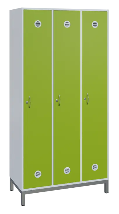 SSLN - 180 - 90 šatní skříň 3-dvéřová, 1800x900x400 mm, kovové nohy, korpus bílý, dvířka jarní zeleň